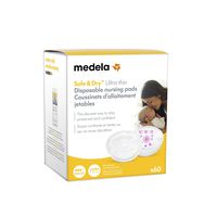 Medela Safe & Dry Ultra Thin Disposable Nursing Pads, 60 Count Breast Pads for Breastfeeding, Leakproof Design, Slender and Contoured for Optimal Fit and Discretion