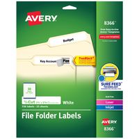 Avery File Folder Labels, TrueBlock Technology, Permanent Adhesive, 2/3" x 3-7/16", 750 Labels (8366), White