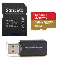 SanDisk 128GB Micro SDXC Memory Card Extreme Works with GoPro Hero 8 Black, GoPro Max 360 Action Camera U3 V30 4K A2 Class 10 (SDSQXA1-128G-GN6MA) Plus (1) Everything But Stromboli (TM) Card Reader