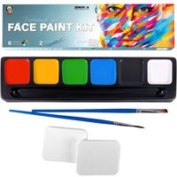 Face Paint Kit for Kids, Large Water Based Paints, Halloween Makeup Kit, Professional Face Paint Palette, Face Paints Safe for Sensitive Skin, Face Painting Book (6 Large Face Paint Colors Kit)