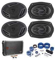 (4) Rockville RV69.4A 6x9" 2000w 4-Way Car Speakers+4-Channel Amplifier+Amp Kit