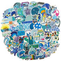 Blue Stickers for Water Bottle, Big 100-Pack Cute Vinyl Waterproof Trendy Sticker for Teen Girl, Fashion Aesthetic Durable Decal for Laptop Phone Travel Case Skateboard Computer Guitar