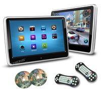 XTRONS 2X 10.1 Inch Twins HD Digital Touch Screen Car Headrest DVD Player Ultra-Thin Detachable Game Disc