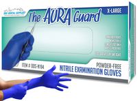 DDS Aura Guard Powder Free Nitrile Premium Fully Textured Exam Gloves, Blue (X-Large) -90/bx