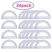 24 Pack Math Protractor Semicircle Plastic Protractors 180 Degrees for Angle Measurement Ruler Goniometer, 6 inches, Clear