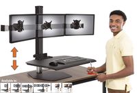 Stand Steady Innovative Winston Workstation | Triple Monitor Mount Sit-Stand Desk | Three Screen Height Adjustable Standing Desk Converter with VESA Mount (Innovative WNST-3) (3 Monitor/Black)