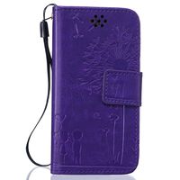 IKASEFU Cute Pressed Dandelion Lover PU Leather Magnective Bookstyle Rope/Strap Wallet Flip Protective Case Cover with Stand Compatible with iPod Touch 5/6-Purple
