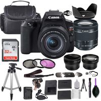 Canon EOS Rebel SL3 DSLR Camera (Black) w/EF-S 18-55mm f/4-5.6 is STM Lens + Wide-Angle and Telephoto Lenses + Portable Tripod + Memory Card + Deluxe Accessory Bundle