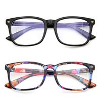Blue Light Blocking Glasses Square Frame- Sleep Better, Reduce Eyestrain & Fatigue When Gaming, Tablet/Phone Reading, TV (Matte Black and Flower)