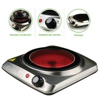 Ovente Electric Glass Infrared Burner 7 Inch Single Hot Plate with Temperature Control, 1000 Watts, Fire Resistant Metal Housing, Indicator Light, Compact and Portable, Silver (BGI101S), One