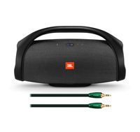 JBL Boombox Portable Bluetooth Wireless Waterproof Speaker Bundle with AudioQuest Evergreen 3.5mm to 3.5mm Analog Audio Cable - (1.5m) Black