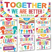 Sproutbrite Classroom Banner Decorations and Poster Bulletin Board Set - Together We are Better