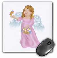 3dRose LLC 8 x 8 x 0.25 Inches Mouse Pad, Pink Angel with Butterfly (mp_38989_1)