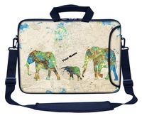 Meffort Inc Custom/Personalized Laptop Bag with Side Pocket & Shoulder Strap for Notebook Ultrabook Chromebook, Customized Your Name (17.3 Inch, Family of Elephants)