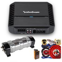 Rockford Fosgate P300X1 Punch 300 Watts 1-Channel Mono Block Amplifier with 2.5 Farad Capacitor & 4 Gauge Amp Kit