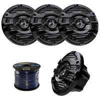 2 Pairs of Kenwood KFC-1653MR 6.5" Inch 150 Watt 2-way Marine Boat Yacht Audio Speakers Bundle Combo With Enrock 50 Feet 16-Gauge Speaker Wire (Black)