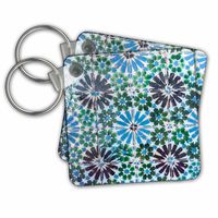 3dRose Portugal, Sintra, Sintra National Palace, Geometric Ceramic Tile - Key Chains, 2.25" x 2.25", Set of 2 (kc_227850_1)