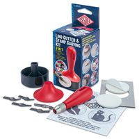 ESSDEE Block Printing Baren Tool Kit Includes 5 Lino Cutters, Lino Handle, 2 SoftCut Discs and Storage Unit || Used in Art, Craft and Carving Stamps || Made from UK