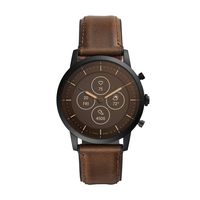 Fossil Men's Collider HR Heart Rate Stainless Steel and Leather Hybrid Smartwatch, Color: Black, Brown (FTW7008)