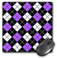 3dRose LLC 8 x 8 x 0.25 Inches Mouse Pad, Argyle Design Purple Black White (mp_20417_1)