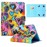 Dteck Universal Case for 7-7.5 inch Tablet, Slim Synthetic Leather Wallet Case with [Stylus Pen] Nice Cute Magnetic Stand Cover for All 7-7.5 Inch Touchscreen Tablet-Love Hearts