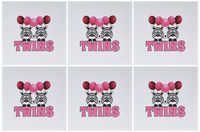 3dRose Two Zebras with Pink Balloons for Twin Girls Greeting Cards, 6" x 6", Set of 6 (gc_211259_1)