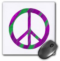 3dRose LLC 8 x 8 x 0.25 Inches Pink Green Peace Sign Mouse Pad (mp_18960_1)