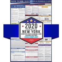 2020 New York State and Federal Labor Laws Poster - OSHA Workplace Compliant 24" x 36" - All in One Required Posting - Laminated