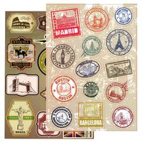 T&B Vintage Stickers 2PCS Multi Countries Retro Landmark Monument Travel Airline Plane Patterns Stickers Luggage Suitcase Laptop Waterproof Stickers Children's Room Decor Labels A4#6 2nd Version