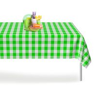 Green Checkered Gingham 12 Pack Premium Disposable Plastic Tablecloth 54 Inch. x 108 Inch. Rectangle Table Cover By Grandipity