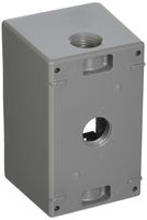 1-Gang Weatherproof Box, Three 1/2 in. Threaded Outlets, Gray
