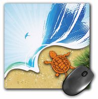 3dRose LLC 8 x 8 x 0.25 Inches an Ocean and Beach Scene with A Sea Turtle Mouse Pad (mp_152553_1)