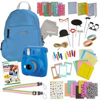 Instax Mini 9 Camera Travel Bundle - 60 Piece Accessory Kit with Shoulder Bag, 20 Sheets of Film, Lens Cleaning Cloth, Strap, Washi Tape, Stickers, Photo Frames + Album - Cobalt Blue - by Outlook 2020