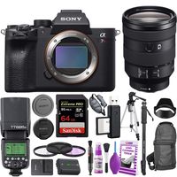 Sony Alpha a7R IV Mirrorless Digital Camera with 24-105mm Lens Kit + Godox TTL Flash 685 + 64GB Memory Card + Filters + Tripod + Backpack + Accessories Bundle