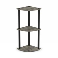 Furinno Turn-N-Tube 3-Tier Corner Display Rack Multipurpose Shelving Unit, French Oak Grey/Black