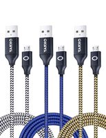 OKRAY Micro USB Charger, 3 Pack 6ft/1.8M Nylon Braided High Speed Data Charging Cable Charge Cord Compatible for Android, Samsung Galaxy S6/S7, Nexus, HTC, LG, Tablets and More (Black Blue Gold)