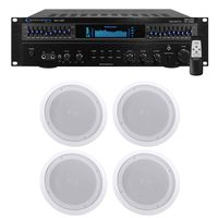 Technical Pro RX113 1500w Home Theater Amplifier Receiver+4 8" Ceiling Speakers