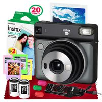 Fujifilm instax Square SQ6 Instant Film Camera (Graphite Gray) + 20 Sheets Instant Square Film + Xpix Camera Strap + Fibertique Cloth (USA Warrantty)