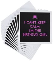 3dRose Set of 12 Greeting Cards, I cant keep calm I'm the birthday girl, hot pink (gc_172344_2)