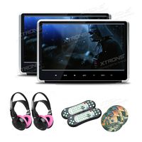 XTRONS Silver 2×11.6 Inch 19201080 IPS Display 1 Pair HD Digital Touch Panel Car Auto Headrest Active DVD Player Kid Games Built-in HDMI Port with 2 IR Children Wireless Headphones