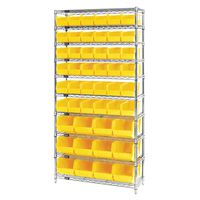 12"D Shelf and Bin Unit 36"W x 74"H Shelf ; Bin Unit, 10 Shelves, 5.5" ; 8.25" Wide Bins, Yellow