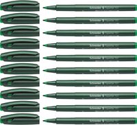 Schneider Topwriter 157 Fiber Tip Pen.8mm, Green Barrel, Green Ink, Box of 10 (115704
