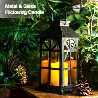 Solar Lantern Outdoor Classic Decor Bronze Antique Metal and Glass Construction Mission Solar Garden Lantern Indoor and Outdoor Solar Hanging Lantern Entirely Solar Powered Lantern of Low Maintenance