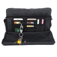 Canvas Laptop Bag Men 15 Inch Large Multipurpose Canvas Briefcase Messenger Shoulder Bag Satchel Bag Bookbag Travel Bag 13" 14" 15" Large Black