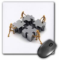 3dRose LLC 8 x 8 x 0.25 Inches Mouse Pad, Wooden Mannequins Pushing Puzzle Piece Pieces Together Team Work Teamwork Success Winner Business (mp_155102_1)