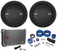 (2) Polk Audio MM 1242 DVC 12 2520w Car Audio Subwoofers+Mono Amplifier+Amp Kit