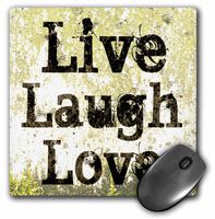 3dRose LLC 8 x 8 x 0.25 Inches Mouse Pad, Earth Yellow Live Laugh Love Inspiration (mp_27986_1)