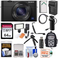 Sony Cyber-Shot DSC-RX100 IV 4K Wi-Fi Digital Camera & VCT-SGR1 Shooting Grip/Tripod + 64GB + Battery & Charger + LED Light + Backpack Kit