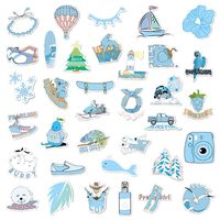 Cute Vsco Girl Stickers for Water Bottles,35 Pcs Hydro Flask Stickers Waterproof Vsco Stickers for Hydro Flask,Perfect Hydroflask Stickers for ID Holders, Books,Phone & Laptop Case (Blue)