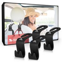 Starling's Headrest Hooks for Car - Back Seat Organizer Hanger Storage Hook, Car SUV(Set of 4) Black, Purse Hook for Car Handbag Clothes Umbrellas Coats Grocery Bags & More!